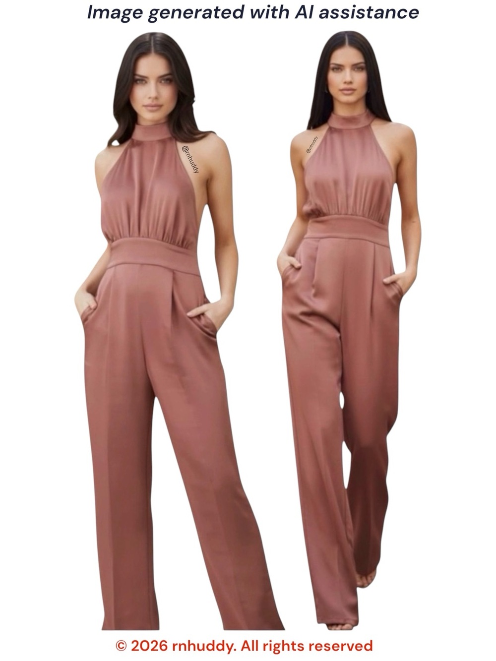 Kittenish by Jessie James Decker S mauve satin Dolly halter Jumpsuit